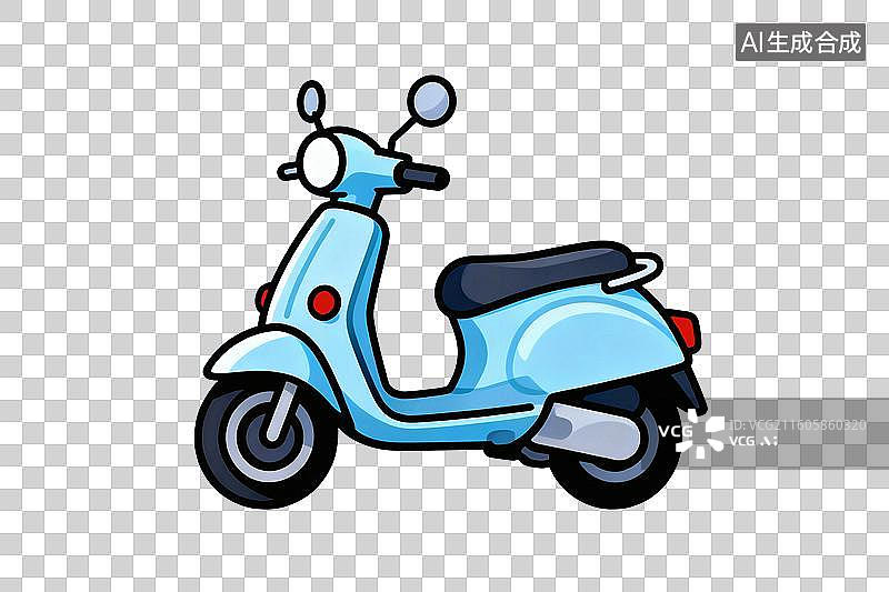 【AI数字艺术】卡通风格，一辆电瓶车PNG格式的免扣元素图片素材