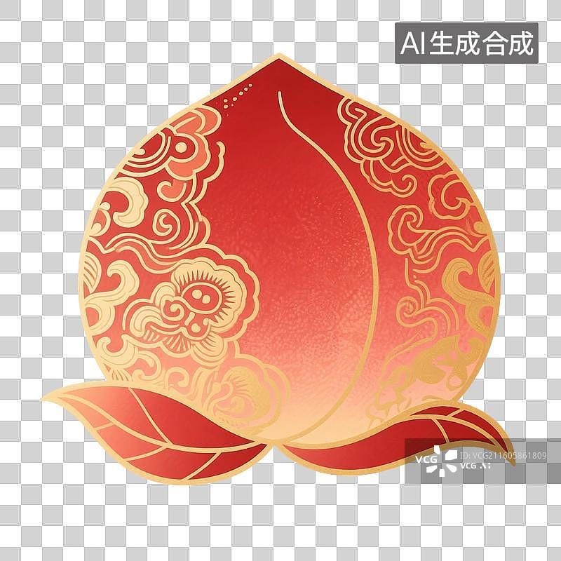 【AI数字艺术】国风手绘插画，水果，桃子，水蜜桃，白桃，仙桃，寿桃，免抠元素图片素材