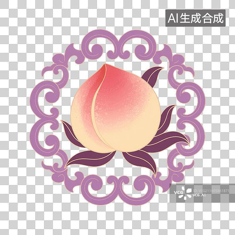 【AI数字艺术】国风手绘插画，水果，桃子，水蜜桃，白桃，仙桃，寿桃，免抠元素图片素材
