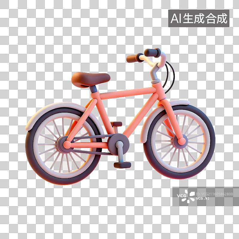 【AI数字艺术】3D渲染卡通交通工具，单车，自行车，骑自行车，休闲活动，体育运动，露营，免抠元素图片素材