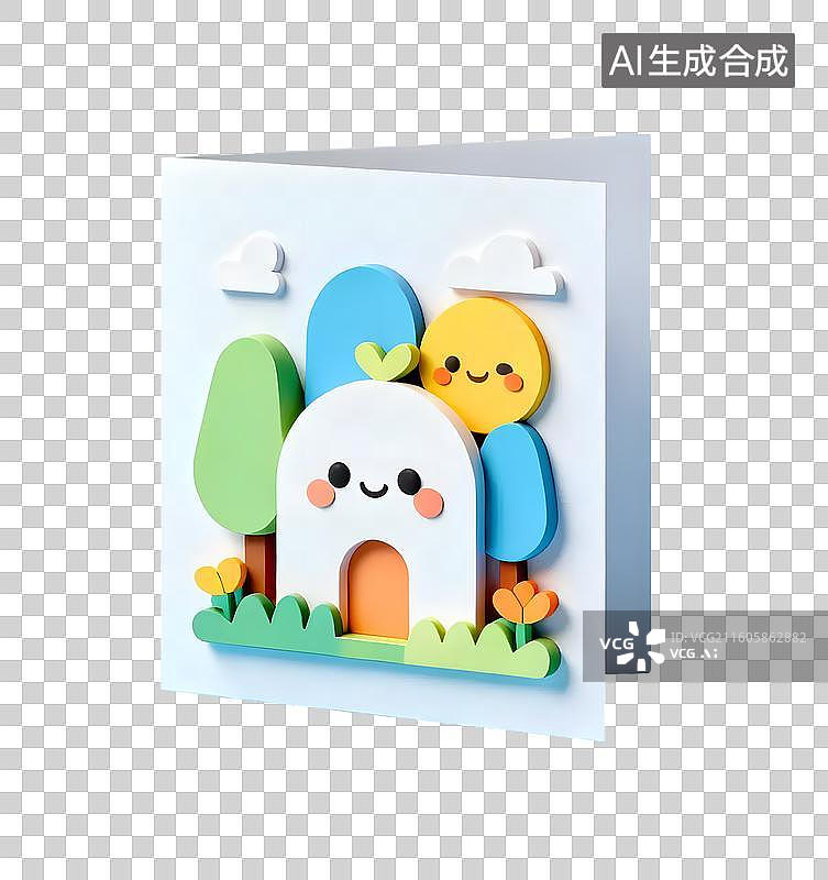 【AI数字艺术】卡通动漫小动物立体贺卡图片素材