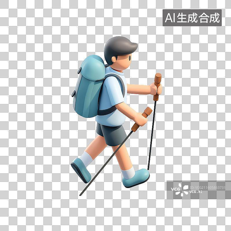 【AI数字艺术】徒步旅行者背着背包行走图片素材