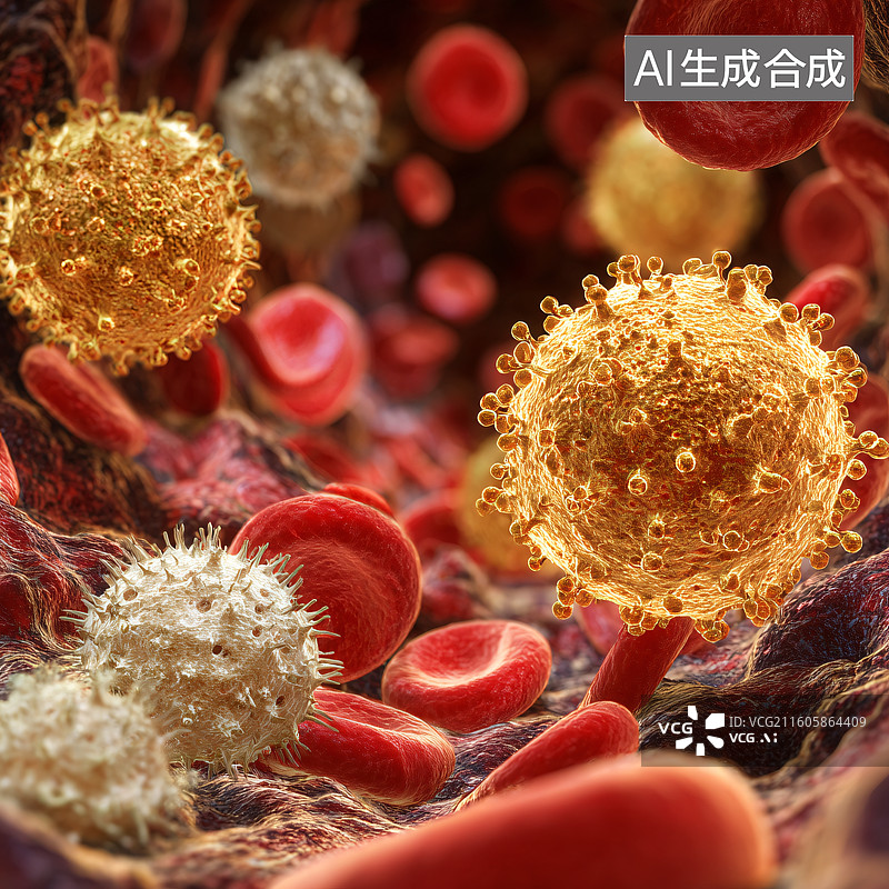 【AI数字艺术】血管内免疫细胞战斗图片素材