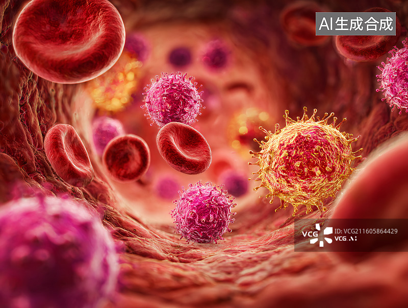【AI数字艺术】血管内免疫细胞战斗图片素材
