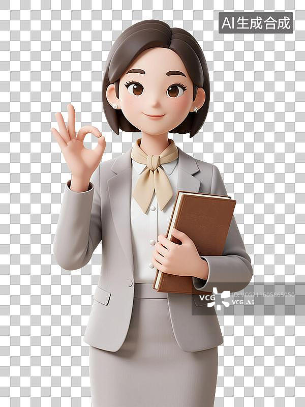 【AI数字艺术】3D渲染卡通人物，老师，教师，工作，职业，劳动节，免抠元素图片素材