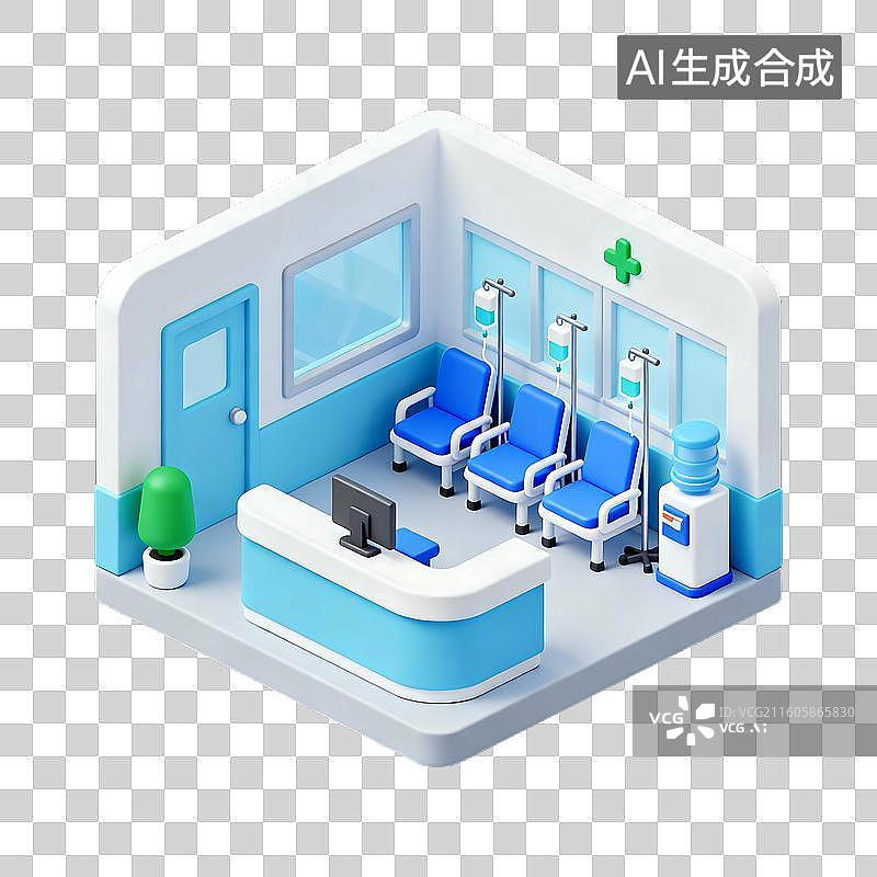 【AI数字艺术】3D轻拟物风格医院科室小场景图片素材