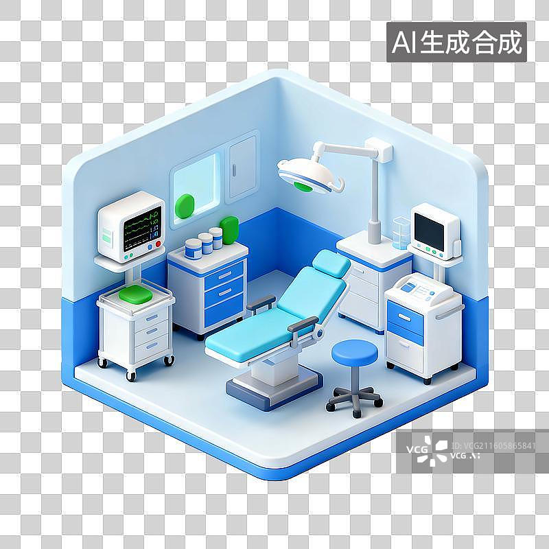 【AI数字艺术】3D轻拟物风格医院科室小场景图片素材