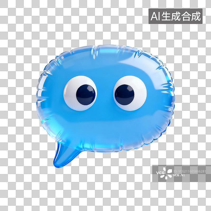 【AI数字艺术】3D渲染，充气膨胀风格，气泡对话框与表情符号，沟通联系，购物节，促销，免抠元素图片素材