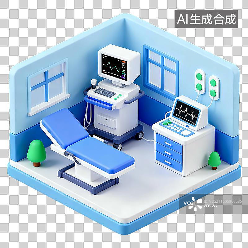 【AI数字艺术】3D轻拟物风格医院科室小场景图片素材