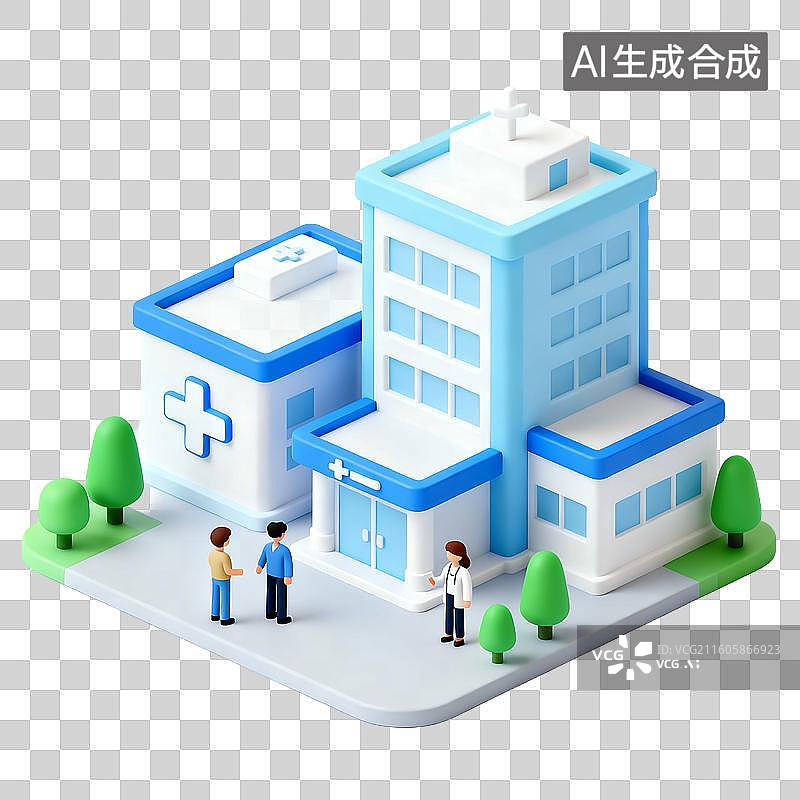【AI数字艺术】3D轻拟物风格医院科室小场景图片素材