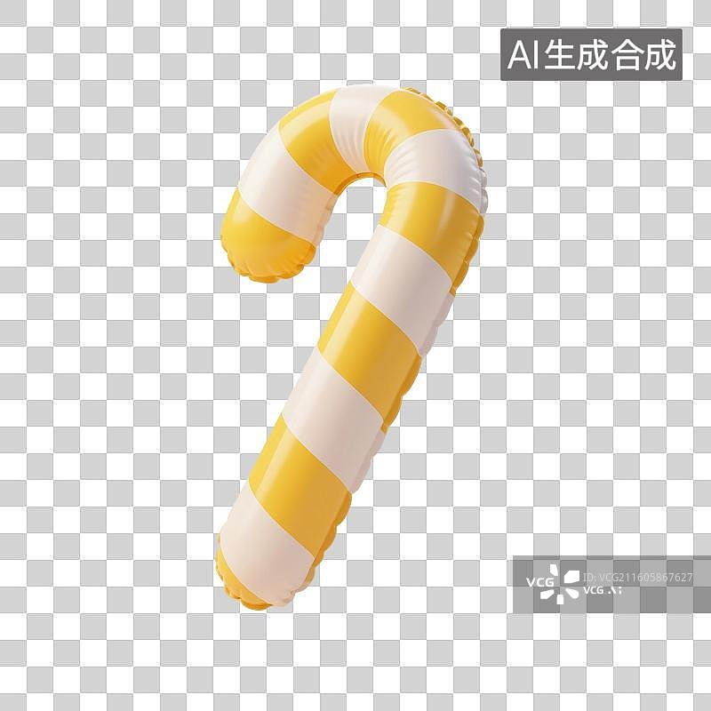 【AI数字艺术】3D渲染，充气膨胀风格，气球，拐杖糖，圣诞节糖果，食物，食品，冬季，促销，免抠素材图片素材