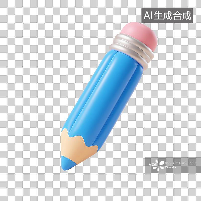 【AI数字艺术】3D渲染，充气膨胀风格，铅笔，画笔，文具，高考冲刺，考试，学习，复习，开学季，促销，免抠元素图片素材