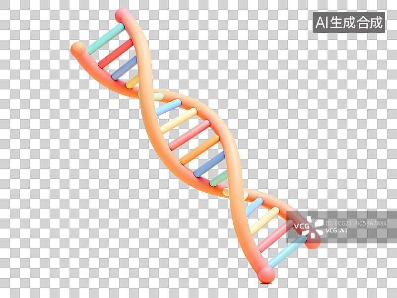 【AI数字艺术】DNA基因链3D立体卡通C4D渲染插画元素图片素材