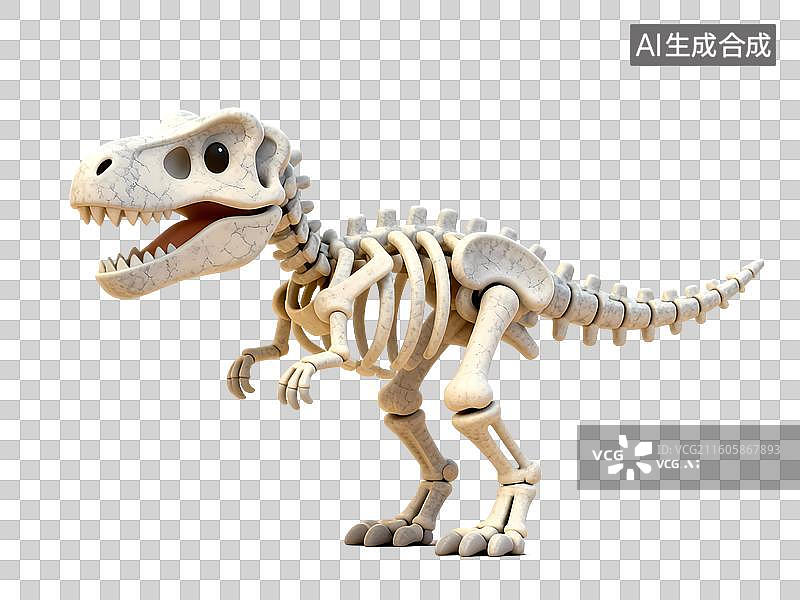 【AI数字艺术】恐龙骨架模型3D立体卡通C4D渲染插画元素图片素材
