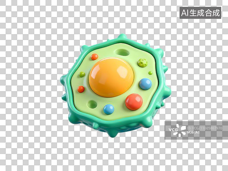 【AI数字艺术】生物细胞模型3D立体卡通C4D渲染插画元素图片素材