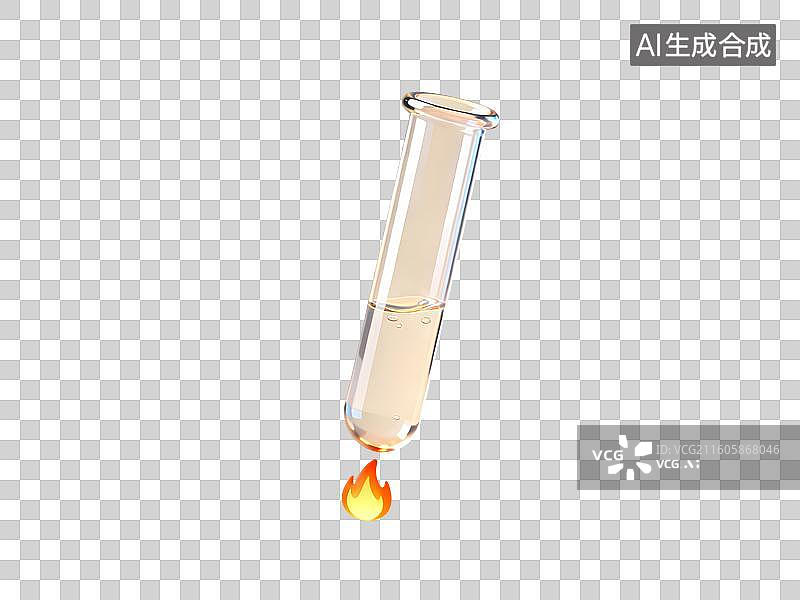 【AI数字艺术】化学试剂容器加热冒热气冒烟3D立体卡通C4D渲染插画元素图片素材