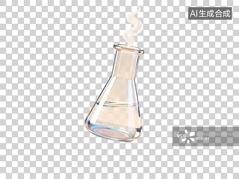 【AI数字艺术】化学试剂容器加热冒热气冒烟3D立体卡通C4D渲染插画元素图片素材