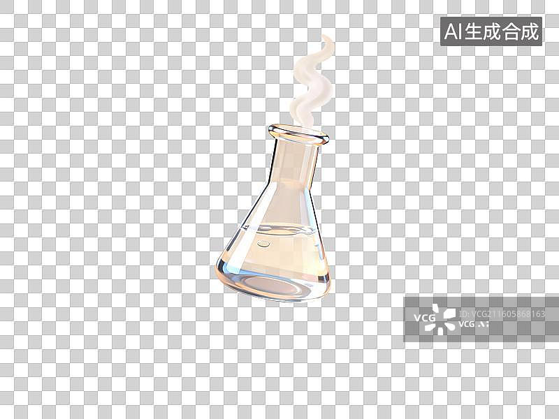 【AI数字艺术】化学试剂容器加热冒热气冒烟3D立体卡通C4D渲染插画元素图片素材