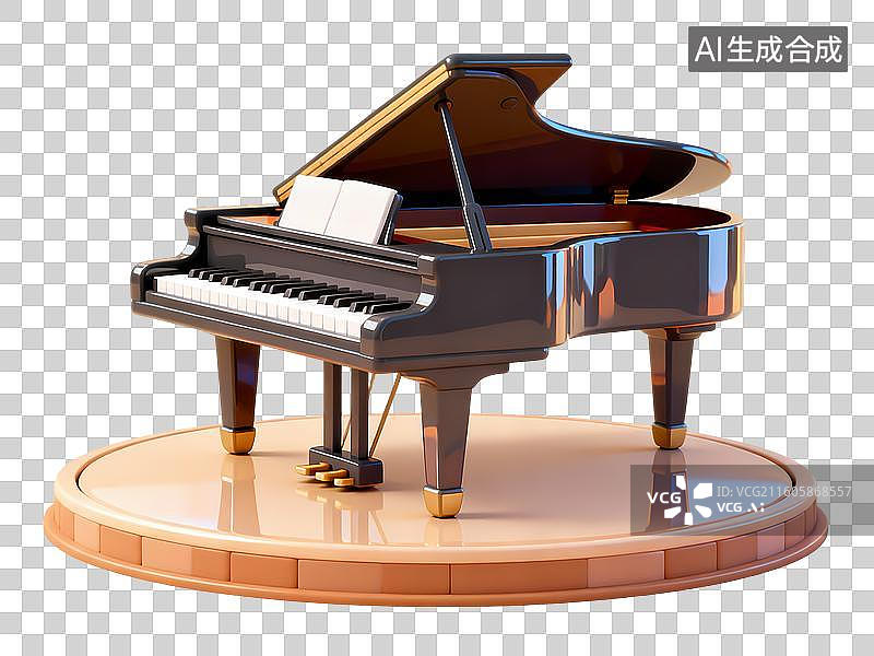【AI数字艺术】钢琴3D立体卡通C4D渲染插画元素图片素材