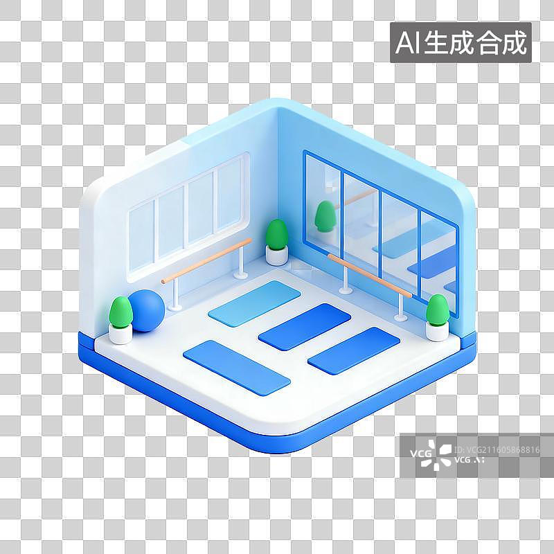 【AI数字艺术】3D轻拟物风格体育场馆元素图片素材