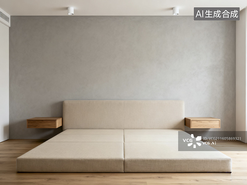 【AI数字艺术】简约卧室样板间图片素材