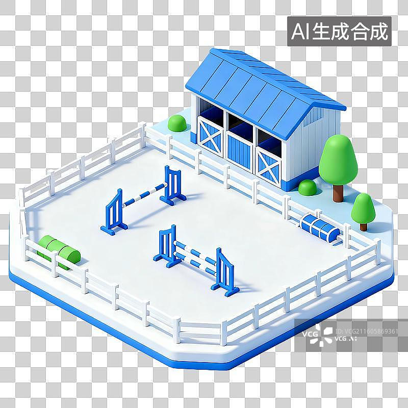 【AI数字艺术】3D轻拟物风格体育场馆元素图片素材