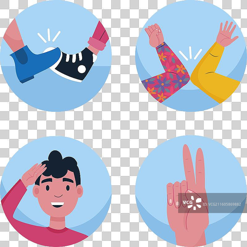 为保护而进行非接触式问候图片素材