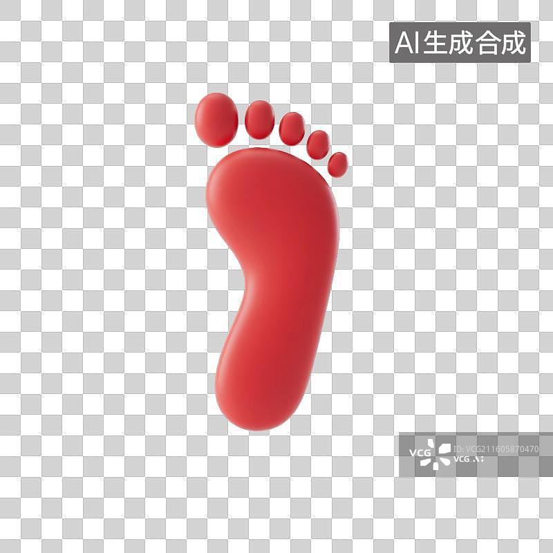 【AI数字艺术】3D渲染，足迹，脚印，徒步旅行，路线，图形图标，免抠元素图片素材