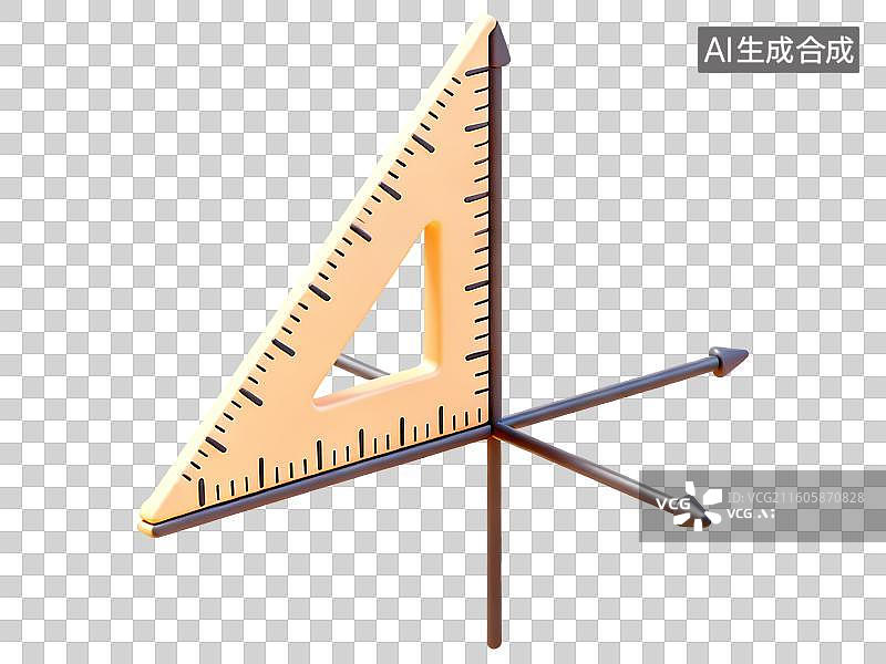 【AI数字艺术】三角板刻度立体测量3D卡通C4D渲染插画元素图片素材