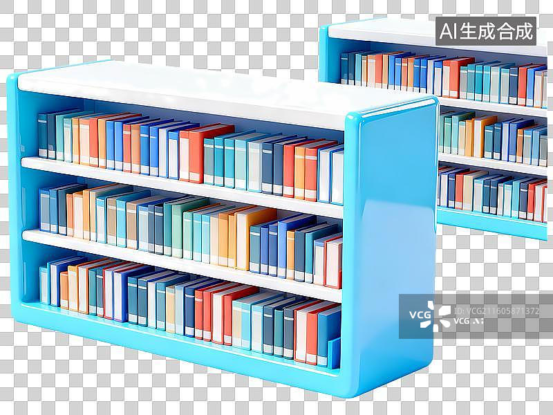 【AI数字艺术】书架排列图书馆3D卡通C4D渲染插画元素图片素材