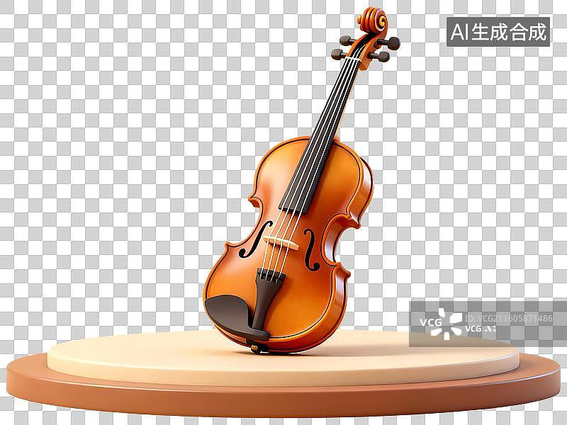 【AI数字艺术】乐器小提琴底座3D卡通C4D渲染插画元素图片素材