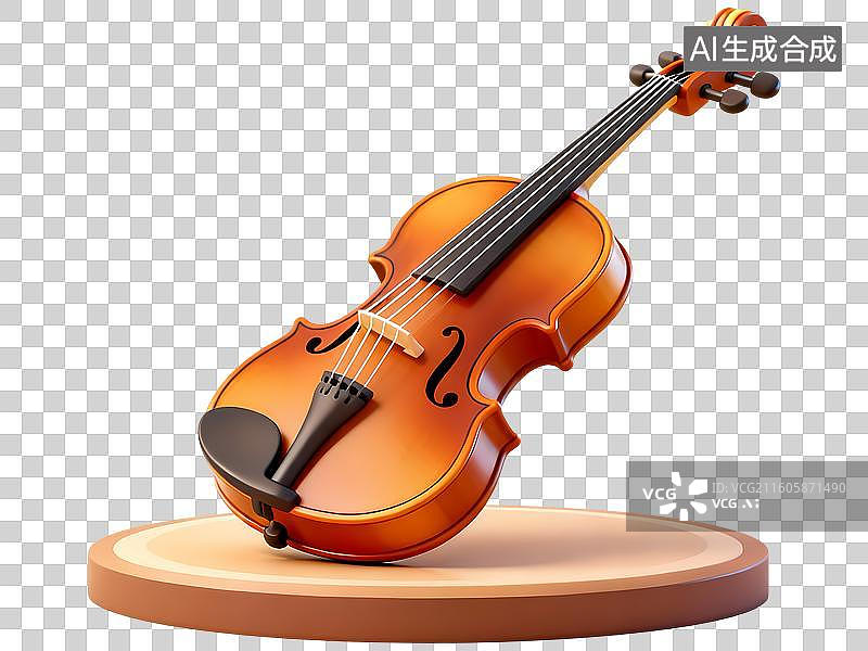 【AI数字艺术】乐器小提琴底座3D卡通C4D渲染插画元素图片素材