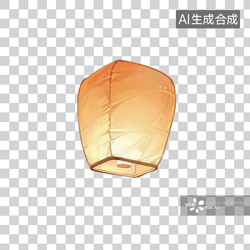 【AI数字艺术】国风手绘插画，传统纸灯笼，孔明灯，灯笼，天灯，春节，新年，中秋节灯会，元宵节庙会，中元节，免抠元素图片素材