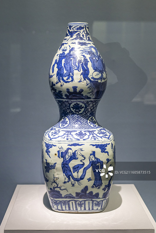 青花八仙云鹤图葫芦瓶 明嘉靖 中国国家博物馆图片素材
