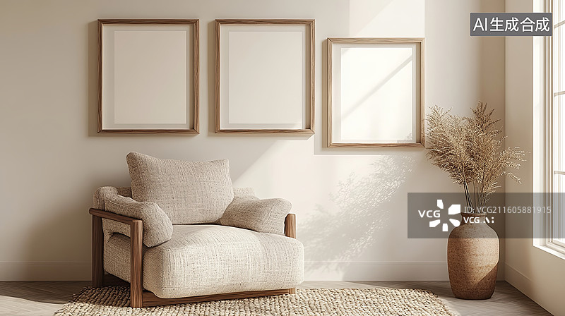 【AI数字艺术】简约客厅角落布置图片素材