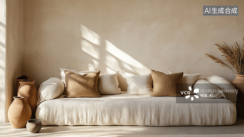 【AI数字艺术】简约风格卧室软装布置图片素材