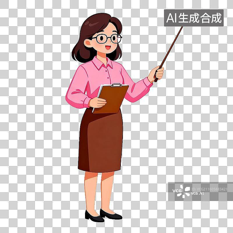 【AI数字艺术】女教师手持教鞭授课图片素材