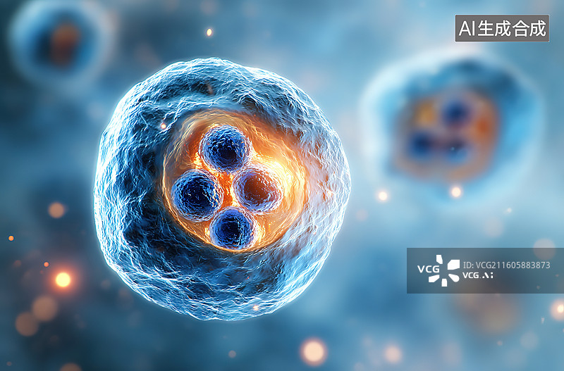 【AI数字艺术】细胞结构的显微图像图片素材