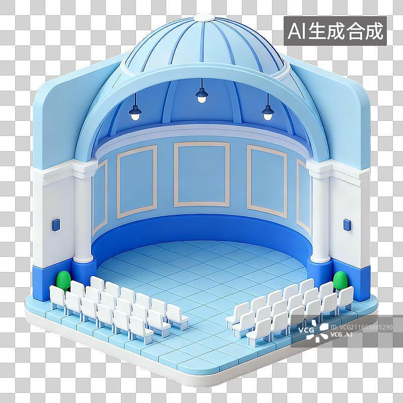 【AI数字艺术】3D轻拟物风格校园场景元素图片素材