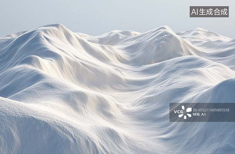 【AI数字艺术】雪原起伏的波浪状地貌图片素材