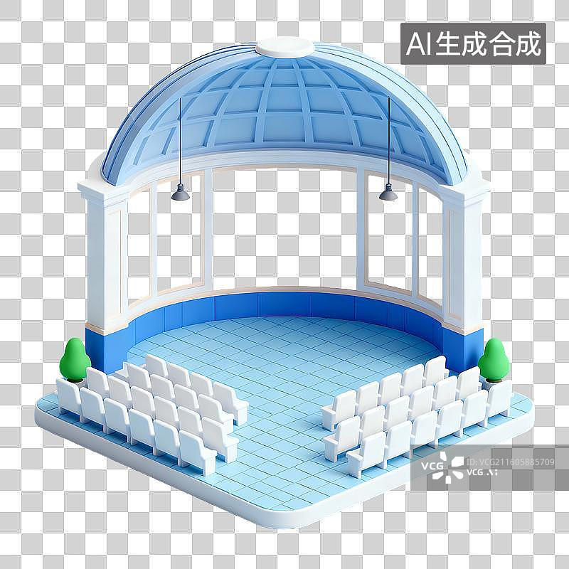 【AI数字艺术】3D轻拟物风格校园场景元素图片素材