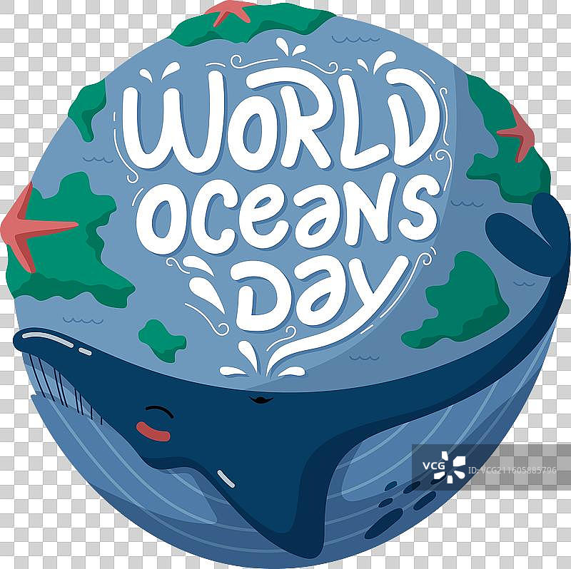 水下生物和地球，手绘图片素材