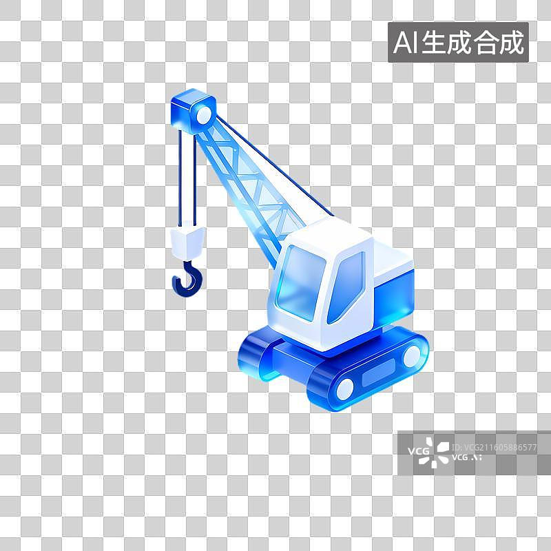 【AI数字艺术】蓝色建筑起重机图片素材
