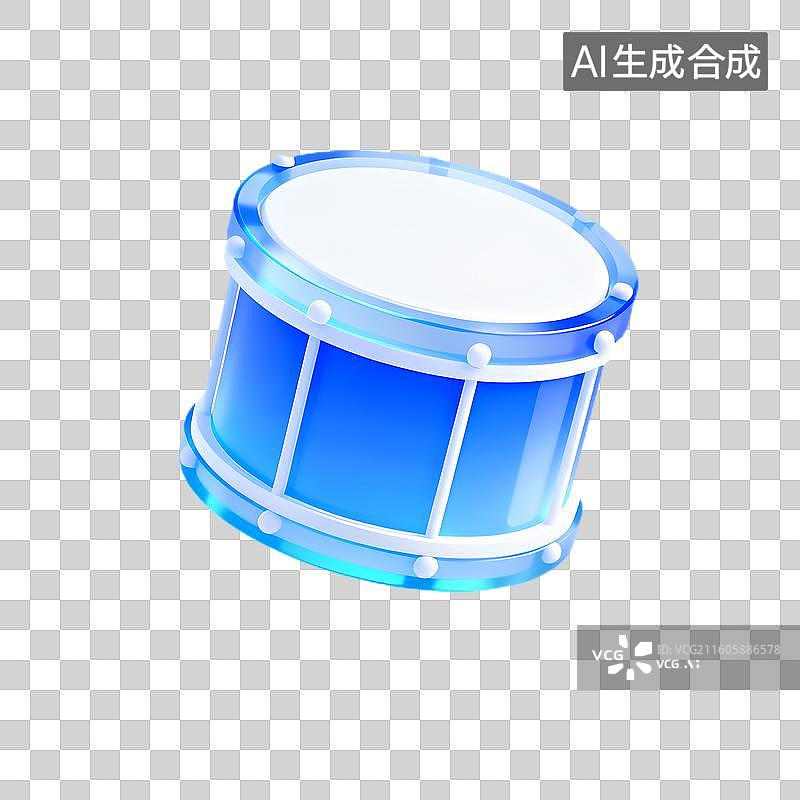 【AI数字艺术】蓝色光泽小鼓形象图片素材
