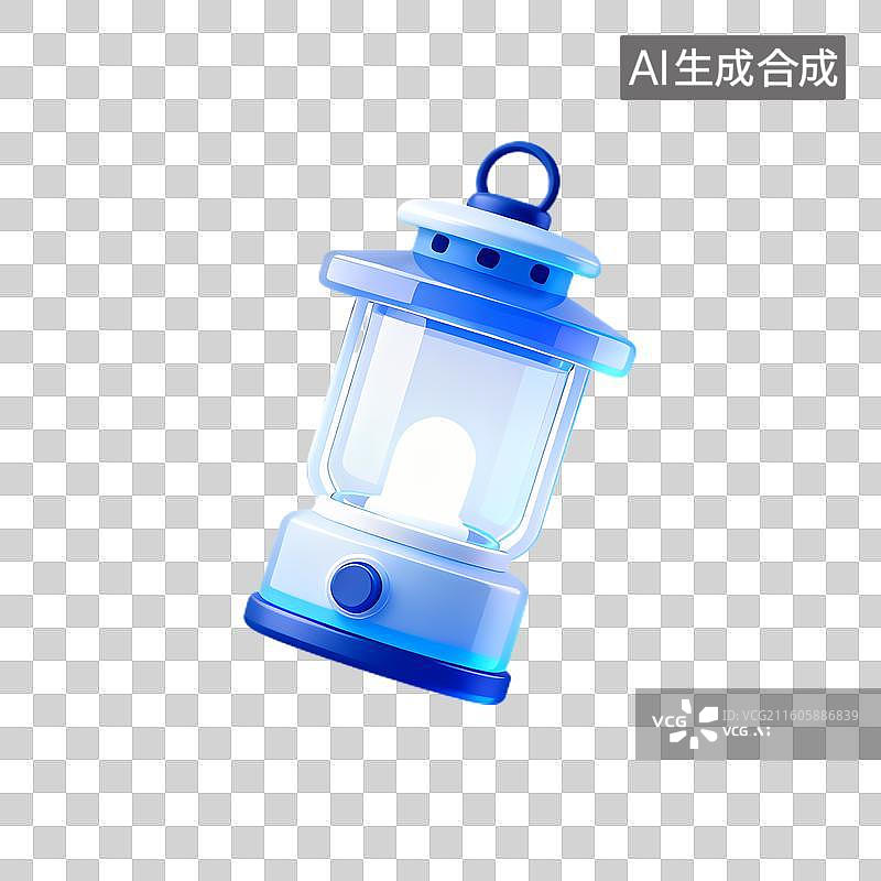 【AI数字艺术】蓝色便携式户外露营灯图片素材