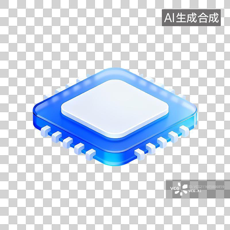 【AI数字艺术】蓝色白色现代微处理器芯片图片素材