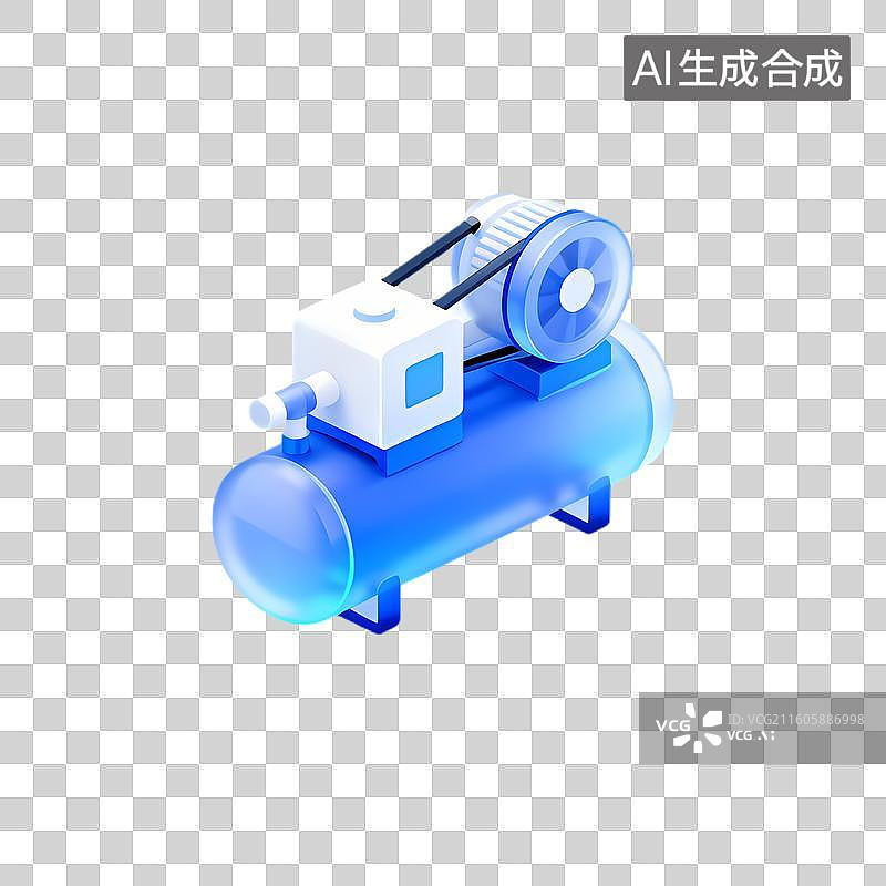 【AI数字艺术】蓝色工业用空气压缩机图片素材