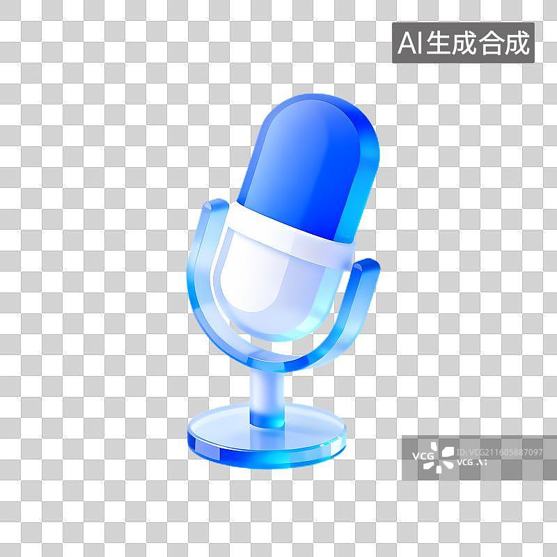 【AI数字艺术】蓝色透明麦克风设备图片素材