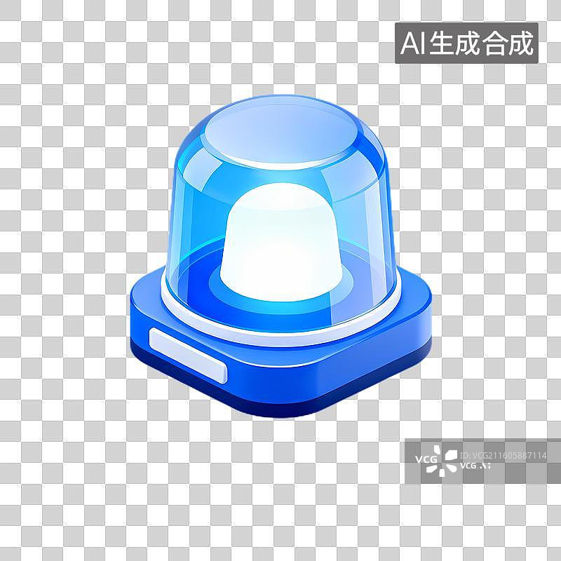 【AI数字艺术】蓝色警示灯图标图片素材