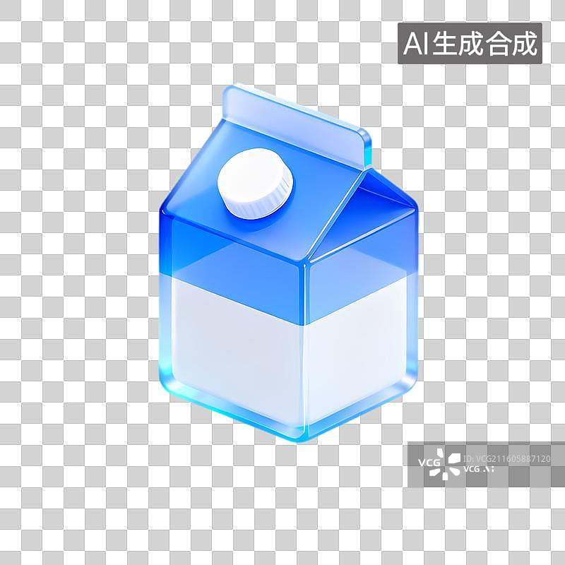 【AI数字艺术】蓝色塑料牛奶纸盒图片素材